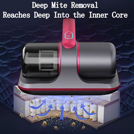 Aspirateur anti-acariens, aspirateur de lit professionnel, nettoyeur de matelas portatif sans fil, nettoyage en profondeur, faible niveau sonore (bleu) (1/5)