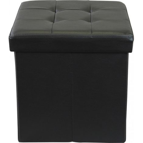 Pouf Contenitore Quadrato In Ecopelle Nero (1/3)