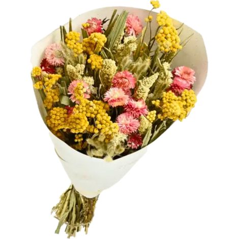 Bouquet de Fleurs séchées Prestige Mix Jaune Rose 50 cm