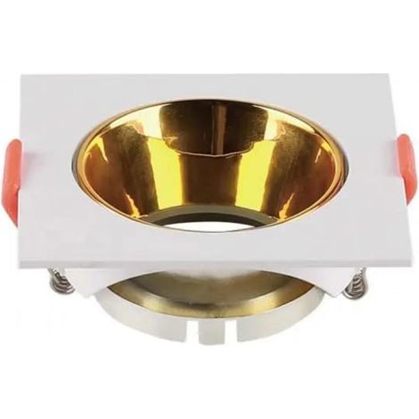 Foco LED empotrable cuadrado V-TAC GU10, cuerpo blanco, reflector dorado