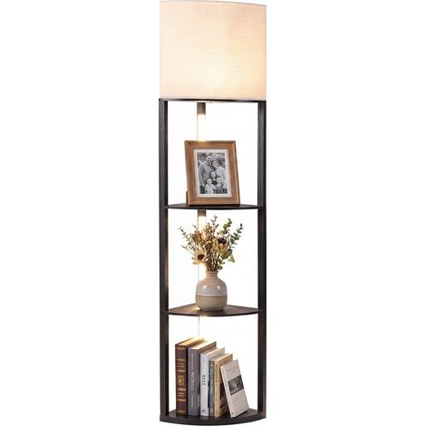 Eckstehleuchte mit Ablagen, 3-stufig, LED, Schwarz