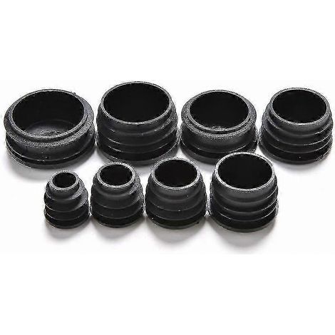 Embout de protection PVC pour pied de meuble, bouchon de tube rond, capuchon de finition, lot de 4, diamètre 16 mm, noir, pour chaises, tables et canapés (1/4)