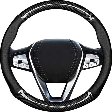 Couvre Volant Antidérapant et Respirant en Microfibre Cuir, Housse de Volant de Voiture pour Femmes et Hommes (Noir) (1/5)