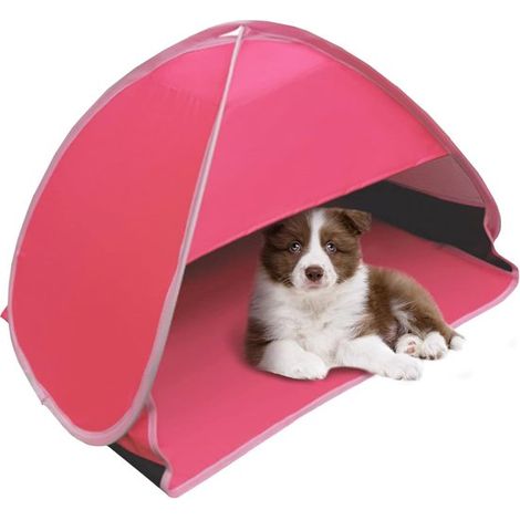 Faltbarer Mini Kopfschutz, Pop Up Strandsonnenschutz für Haustiere Rosa Rotes Vinyl UV Schutz Tragbar für kleine Haustiere Rosa Modell. (1/5)