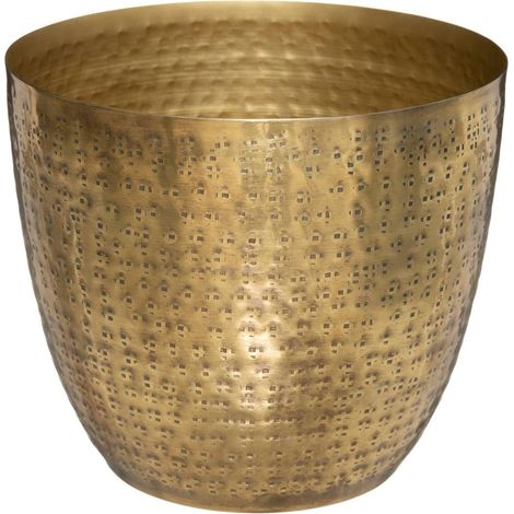 Topf Oasis - gehämmertes Metall - goldfarben D. 18 cm
