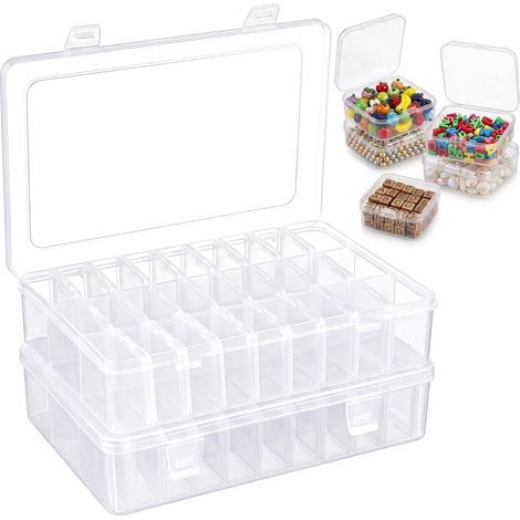 Lot de 2 boîtes de rangement à perles 30 mini-boîtes transparentes avec couvercles, bijoux (1/5)