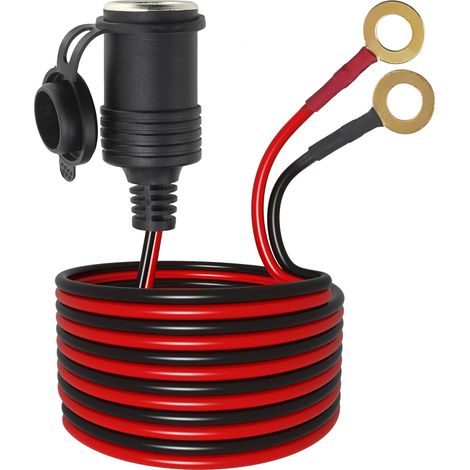 BEBUSINGOTO Enchufe de extensión hembra para encendedor de coche de 12 V con terminal de anillo con fusible de 10 A (1/5)