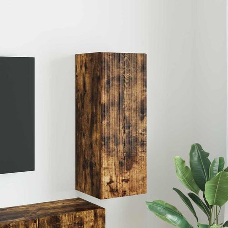Meuble TV mural-Banc TV-Meuble Télé Chêne fumé 30 x 31 x 80 cm Bois d'ingénierie (1/5)
