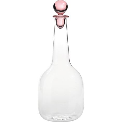 Zafferano Bouteille Bilia en verre borosilicaté couleur Rose, design raffiné et élégant pour la table, réalisée entièrement à la main, pièce unique.