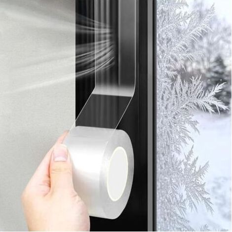 Pair Ruban d'étanchéité imperméable 10cm x 10 m Ruban adhésif transparent pour fenêtres et ruban pour l'isolation des fenêtres en hiver Ruban d'étanchéité (1/5)