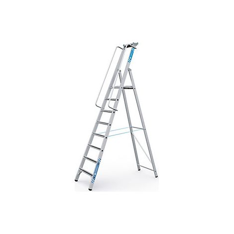 Escalera tipo tijera de aluminio con plataforma grande  con (1/2)