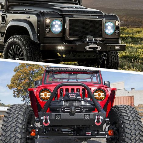 Phare LED rond 7 pouces H4 avec feux de jour (DRL) pour moto et voiture, 3600 lm, 65 W (1/4)