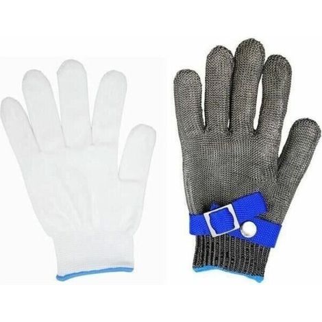 YMYNY Gant De Boucher En Cotte De Maille Acier Inoxydable Resistant Coupe Haute Performance Niveau 5 Protection Taille L (Pas Une Paire) (1/5)