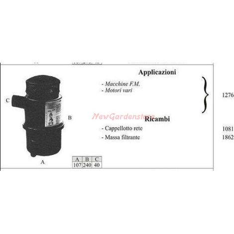Filtro olio F.M per motocoltivatore motori vari 1276