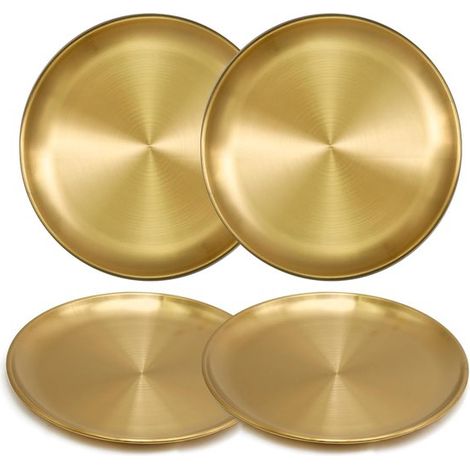 Piastra per pizza in pietra refrattaria, rotonda, in acciaio inox, adatta al forno e alla lavastoviglie - Oro, 26 cm (1/5)