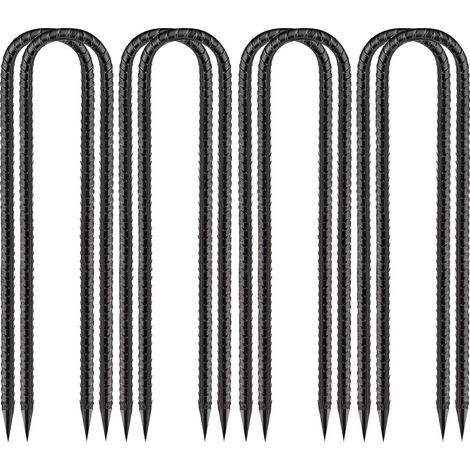 8 Piquets De Sol, Acier Galvanisé, Forme U, 30 Cm, Pour Tente, Camping, Jardin (1/5)
