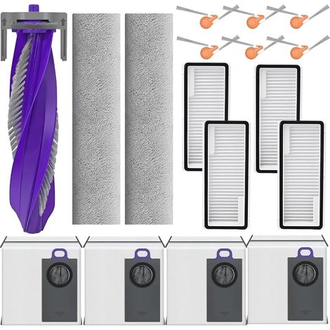 Kit d'accessoires pour aspirateur robot NARWAL Flow 2, comprend 1 brosse à rouleau, 6 brosses latérales, 4 filtres, 2 rouleaux serpillères, 4 sacs à poussière (1/5)