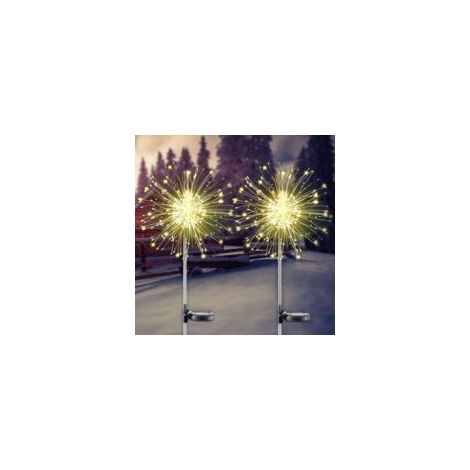 Solar-Gartenleuchten, [2 Stück] 150 LED-Solarfeuerwerk mit 2 Beleuchtungsmodi für Garten, Zaun und Weg (Warmweiß) - Crezuo (1/4)