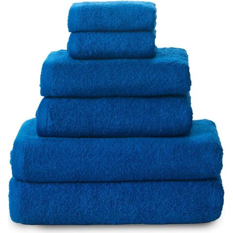 Plafonnier Cristal Lot de 6 Serviettes - 100% Coton - 500 G/m² - Absorbant - Salle de Bain - Azuline (1/5)
