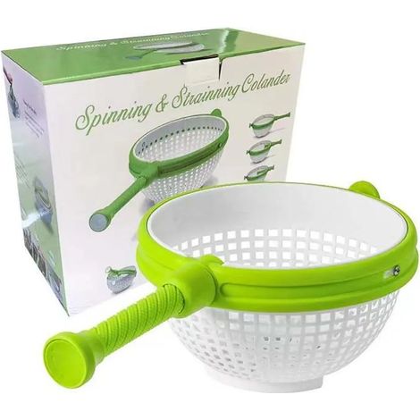 Essoreuse à salade avec manche extensible - rangement peu encombrant et utilisation facile pour des salades croquantes (1/5)