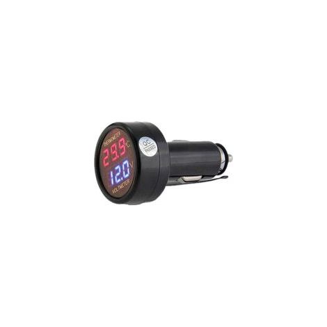 2 en 1 voltmètre + thermomètre Voiture Auto Camion Bus Moto Batterie Tension température numérique Moniteur indicateur jauge Test avec Double Affichage LED, DC 12v 24v (1/4)
