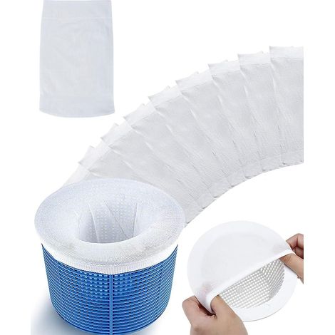 20 Pièces Chaussette Skimmer Piscine,Chaussettes Filtrantes,Écrans,Réutilisable Chaussettes Filtre Piscine avec Maillage Ultra-Fin pour Capturer Feuilles,Cheveux,Huile,Cheveux(Blanche) (1/5)