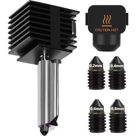 Bambu Lab A1/A1 Mini-Hotend-Kit, abnehmbar, schnelle Montage, 0,2/0,4/0,6/0,8, Düse aus gehärtetem Stahl mit hohem Durchfluss, Ersatzteile für 3D-Drucker (0,2 + 0,4 + 0,6 + 0,8 mm)