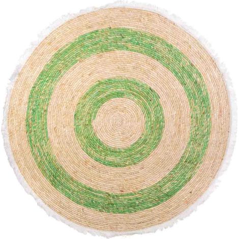 Alfombra fibra natural tejido artesanal verde d120x1 (1/5)