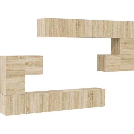 Maison Exclusive - 10-tlg. TV-Schrank-Set Sonoma-Eiche Holzwerkst (1/5)