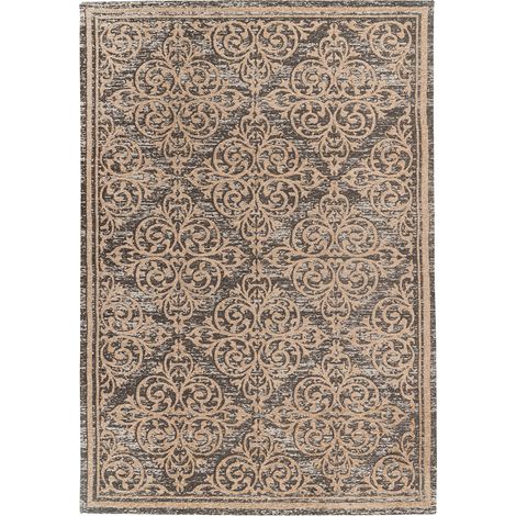 Tapis oriental beige doux à poil court pour salon - Beige sable et gris anthracite (1/4)