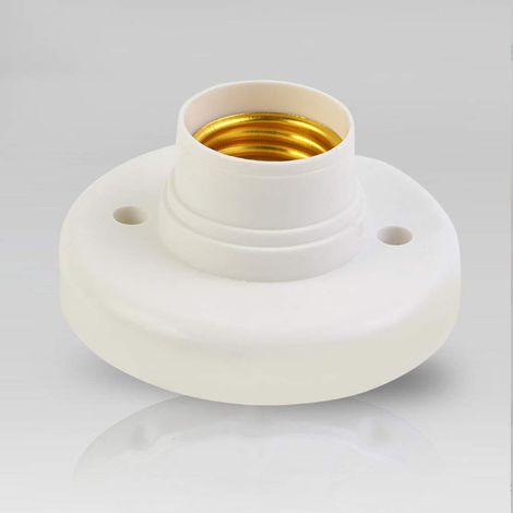 Douille E27 Blanche à Visser pour Plafond ou Mur Base Ronde en Plastique Résistant Chaleur Compatible LED et Halogène 80 mm de Diamètre