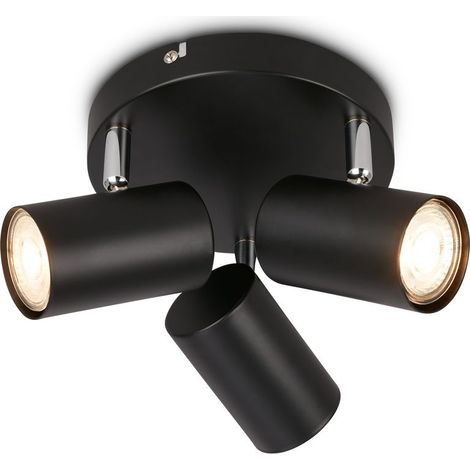 Briloner SUPO Lampada da soffitto, orientabile, attacco GU10, 3 lampadine, nero, Ø16 x 12 cm