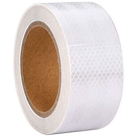 Ruban réfléchissant imperméable blanc 10 m x 5 cm ruban d'avertissement autocollant ruban de sécurité - ruban d'avertissement visible pour véhicules, vélos, extérieur, automobiles (1/5)