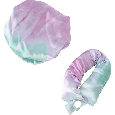 Bandeau de nuit en satin pour cheveux bouclés, serre-tête tie dye violet sans chaleur (1/5)