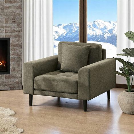 Fauteuil vert olive en tissu ROTTERDAM (1/5)