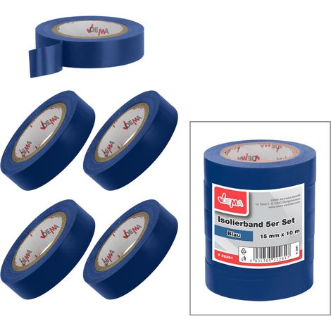Isolierband Klebeband 5er Set Blau 15mm x 10m Eelektriker Tape selbstklebend (1/3)
