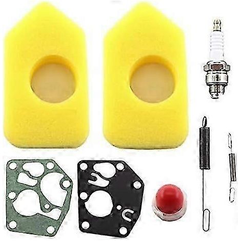 Ensemble de 2 filtres à air et membranes, ressort de régulateur pour moteurs Briggs & Stratton Quattro 3,5-4,5 CV, Q 45 Classic Sprint séries 450, 500 et 550 (références 698369 et 795083 6). (1/5)