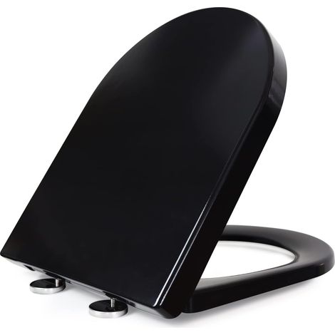 Abattant Wc Forme U, Cuvette Toilette Avec Frein De Chute, Lunette Wc Avec Fermeture En Douceur, Lunette De Toilette Universelle, Noir