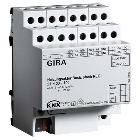 Gira Actuador calefacción Basic 6f KNX REG [211400], 2114 00
