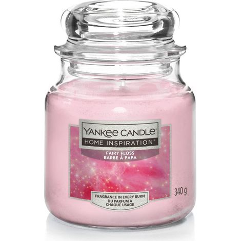 Yankee Candle Duftkerze Mittleres Glas Fairy Floss 340 g, rosa Duft Kerze (1/3)