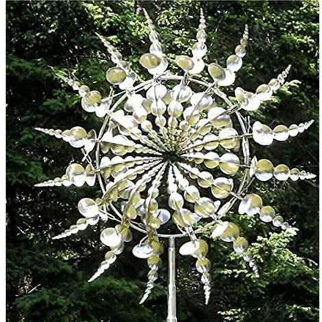 Moulin à Vent Métal Sculpture Cinétique Décor Jardin Extérieur Acier Inoxydable Décoration Patio (1/4)