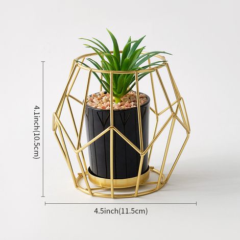 Runder Blumentopf aus Schmiedeeisen Grün 13x13x13 cm – Europäischer Stil – Leicht & luxuriös – Deko für Esszimmer, Wohnzimmer oder Eingang