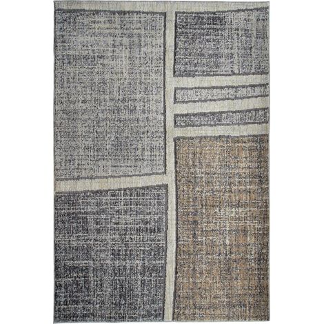 RECYCLE QUADRI - Tapis extra-doux motif quadri gris vert 120x170 (1/5)