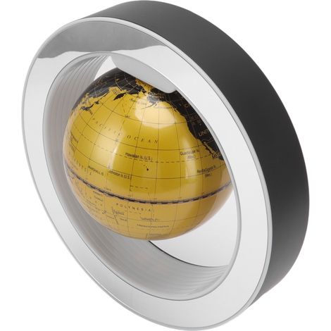 15 cm großer magnetischer Globus, goldfarbenes ABS, drehbar mit LED-Beleuchtung, Schreibtischdekoration, EU-Stecker 100–240 V (1/5)