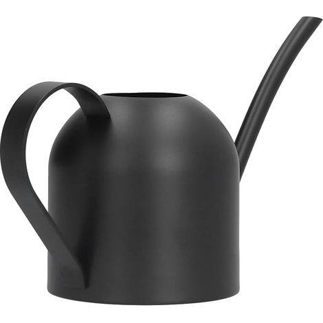 Annaffiatoio da 500 ml in acciaio inox con beccuccio stretto e lungo, moderno annaffiatoio compatto con manico per piante da giardino interne ed esterne, nero. (1/5)