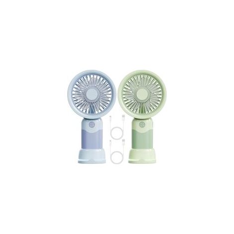 Tragbarer Ventilator, Mini-Handventilator mit USB-Anschluss und 3 Geschwindigkeitsstufen, Taschenventilator für Büro, Reisen, Strand, Camping (Grün, Blau) (1/5)