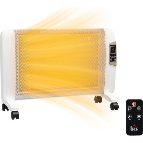 HOMCOM Mica Electric Space Heater, Portable Heater, 2 Heat Settings White (1/5)