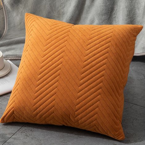Housse de Coussin, Paquet de 2, Taies d'oreiller Décoratives, Carrés de Velours Doux et Solides, Housses de Coussin à l'euro pour Ferme, Sofa, Enfants, Intérieur et Extérieur, 45 x 45 cm,orange, (1/5)