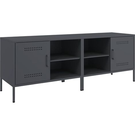 Mueble multimedia para TV estantería para televisión buffet para televisión comedor salón dormitorio 2 piezas antracita 68 x 39 x 50,5 cm acero antracita 020028571
