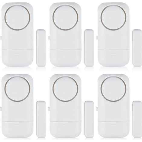 6 alarmes de porte sans fil, 120 dB, capteur d'alarme antivol avec contact magnétique, système d'alarme de sécurité sans fil pour maison, appartement, hôtel, bureau, garage (lot de 6 pièces (1/5)